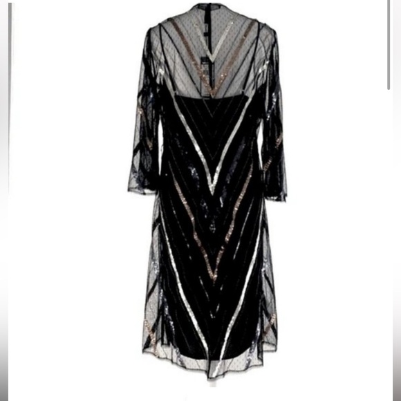 BCBMAXAZRIA Sheer Sequin Wrap Dress / Size Medium - Picture 3 of 11